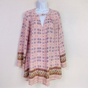 Altar’d State Aztec Border Long Sleeve Shift Dress Size L